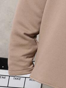 2件套休闲连帽长袖上衣和裤子青少年男童外套套装 - 卡其色 - 查看 7