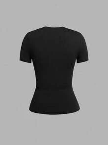 Franclia Women's Character And Letter Printed T-Shirt Graphic Tees Women Tops - Black - View 2