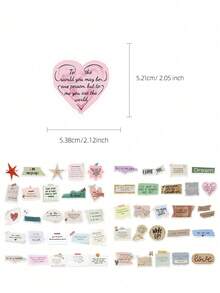 SHEIN 50pcs Debris In English Stickers Laptop Handbook Cell Phone Case Decorative Stickers Back To School Fragmented Text Stickers, Inspirational English Short Sentences Stickers, DIY Booklet, Luggage, Notebook Stickers - Multicolor - View 6