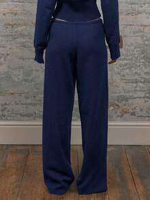 MUSERA Low Rise Drawstring Waist Rib Knit Wide Leg Casual Trousers Airport Holiday Vacation Summer Beach Fall Autumn Winter Everyday Christmas Work Office Thanksgiving Chic