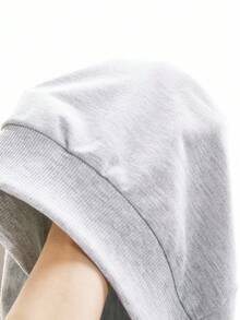 SHEIN 少女保暖内衬印花落肩宽松卫衣，秋冬季款 - 灰色 - 查看 8
