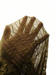 SHEIN ICON 加大码提花喇叭袖褶饰前片性感方领 T 恤，针织上衣，适合夏季，Y2K - 軍綠色 - 查看 6