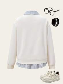 1 件男童休闲运动衫，仿衬衫领，带熊图案，长袖 - 黃色 - 查看 3