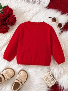 SHEIN Infant/Toddler Girls' Fashionable Cute Button-Front Long Sleeve Cardigan Fall Winter