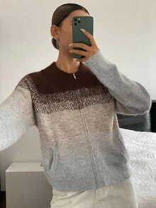 Livesso Women's Casual Loose Ombre Knit Sweater, Autumn