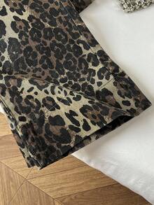 Elamini 女士豹纹直筒牛仔裤，街头服饰，Y2K 风格 - 彩色 - 查看 5