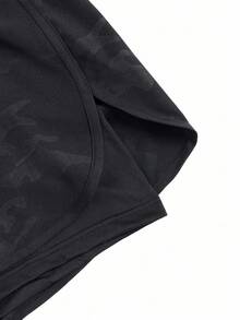 Gym Rark Men's Letter & Graphic Print Drawstring Waist Summer Sports Shorts,Black Running Athletic Gym Shorts - Black - View 3