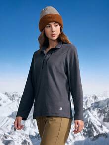 In My Nature 女士拉链半开襟长袖宽松户外羊毛夹克 - 深灰色 - 查看 7