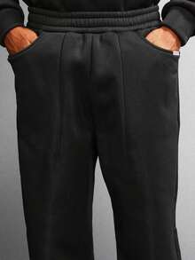 SUMWON 休闲宽松连帽套头衫运动服冬季家居服搭配两件套抽绳舒适街头装舒适连帽衫慢跑裤运动服 - 黑色 - 查看 7