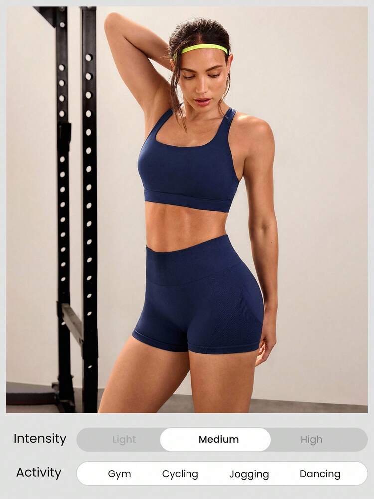 2.5" Cool Contour Seamless Stretchy Sweat-Wicking Mesh Tummy Control Butt Scrunch High-Waist Waist Biker Shorts Medium Impact Running Training Gym Studio Daily Active Wear