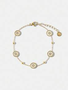 MOTF PREMIUM 18K镀金圆形贝壳手链 - 金黃色 - 查看 1