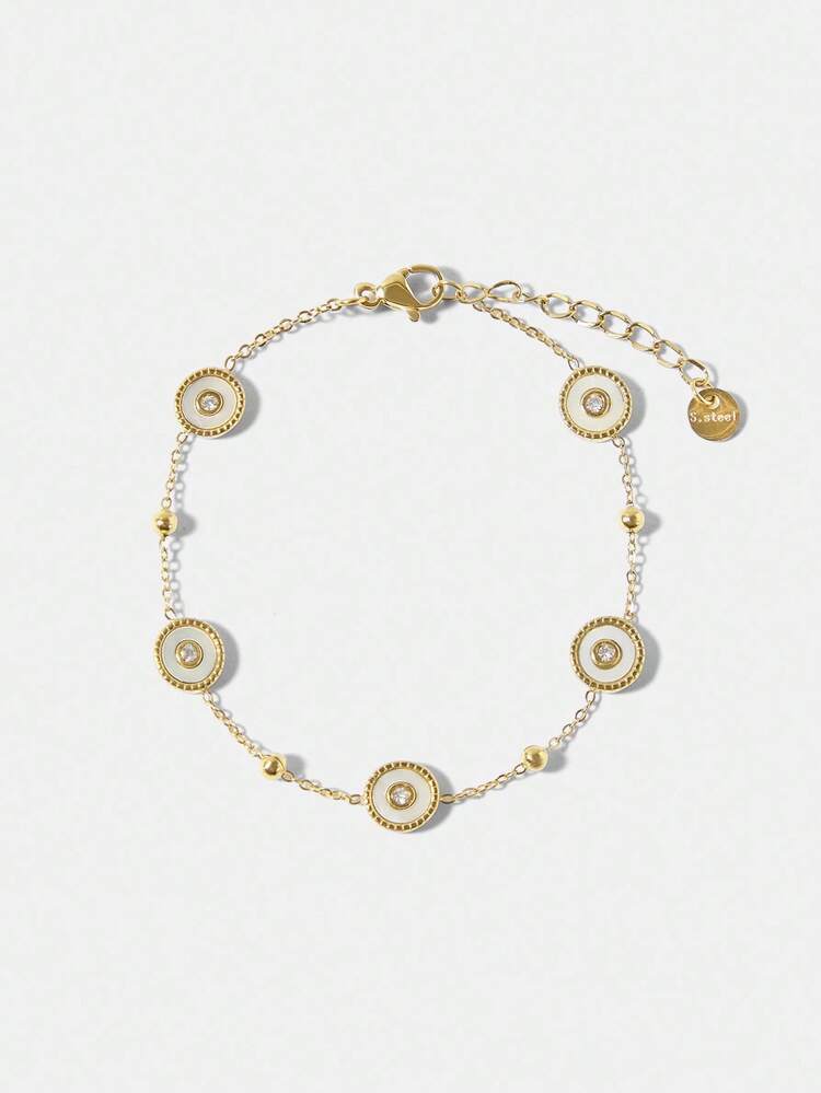 18K GOLD PLATED ROUND SHELL BRACELET