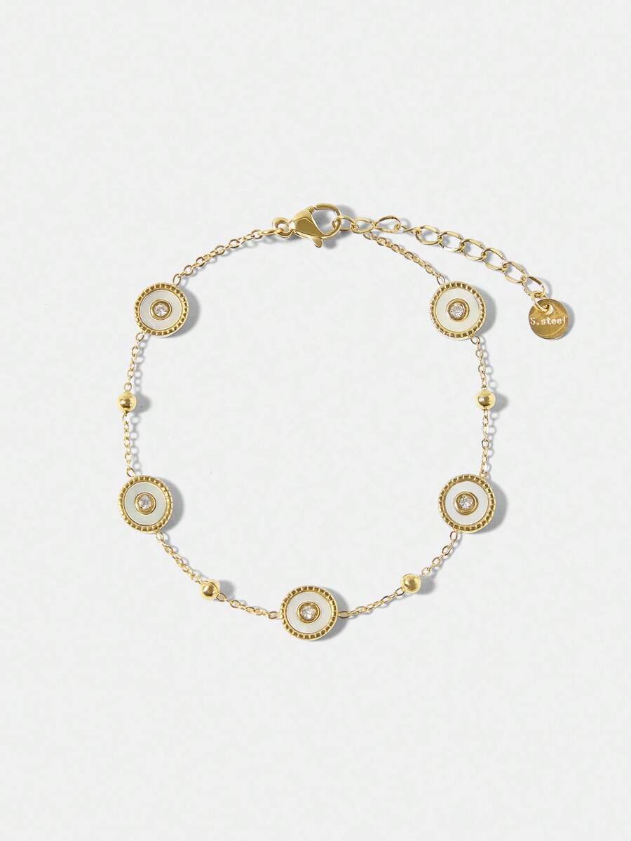 MOTF PREMIUM 18K镀金圆形贝壳手链 - 金黃色 - 查看 1