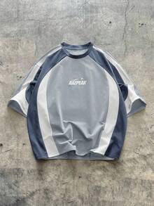 AXEPEAK Men's Knitted Casual Loose Fit Short Sleeve T-Shirt, Fashionable And Everyday Wear