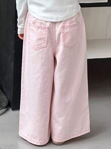 Dazy Kids Young Girls Solid Color Casual Denim Jeans - Pink - View 5