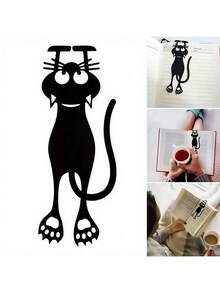 SHEIN 1 pieza Marcapáginas de gato negro de diseño hueco creativo de acrílico, regalo de lectura para lectores y amantes de los libros, Navidad y cumpleaños - Negro - Ver 14