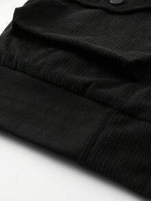 Manfinity Homme Men's Casual Solid Color Fleece Long Sleeve Jacket, Autumn/Winter, Perfect Holiday Gift For Boyfriend & Husband, Corduroy, Grunge