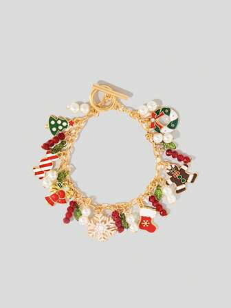 Kawaii 1 pièce Bracelet chaîne pendentif élégant et simple avec étoile, fleur, nœud papillon, cristal et perle. Cadeau pour la Saint-Valentin, Maman, Mère, Fête des Mères