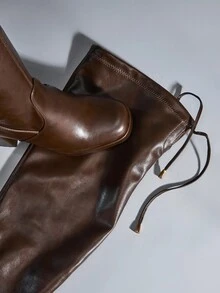 SHUZIA 女士时尚舒适方头厚底过膝靴 - 巧克力棕 - 查看 7