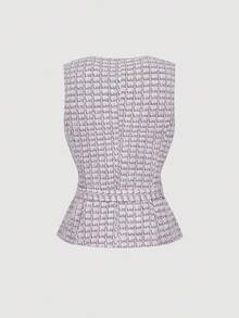 SHEIN MOD Áo vest blazer nhẹ thanh lịch dành cho nữ (có thắt lưng) - Hồng - Xem 2