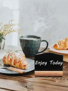 SHEIN 1/5/10pcs-迷你黑板标牌带支架，带支架座位卡，用于桌面装饰的小黑板，婚礼，生日派对，桌号，食品标签，留言板标志和活动装饰，餐厅食品展示，留言板，小型企业，婚礼，宴会，咖啡店，开放式酒吧标志带支架情人节装饰黑板装饰家庭聚会酒店酒吧书写板双面黑板留言板圣诞节 - 黑色 - 查看 6