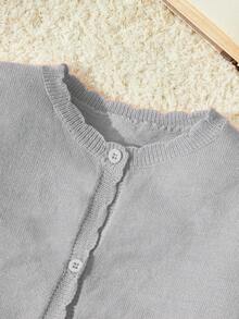 Blossori Chaqueta de punto de cuello redondo ajustada roja para niñas, otoño/invierno