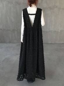 FRIFUL 女式宽松纹理面料吊带连衣裙