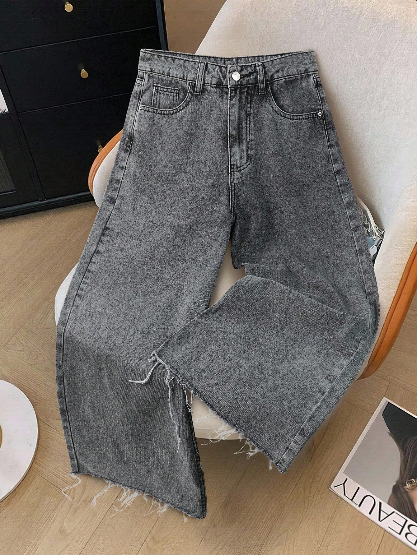 GlowEve البنطلون جينز الرجالي ذو الساق الواسعة بلو...