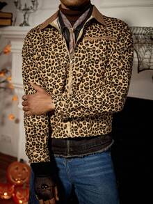 RivetRise Áo khoác denim ngắn cổ điển họa tiết da báo vá cổ điển phong cách cổ điển dành cho nam, ngày lễ Halloween, ngày lễ các thánh, phong cách Punk cổ điển, giặt sạch, dành cho mùa thu - Nhiều màu - Xem 6