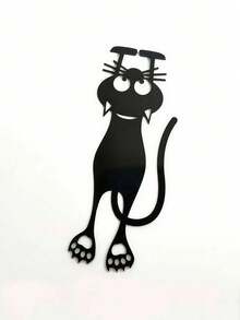SHEIN 1 pieza Marcapáginas de gato negro de diseño hueco creativo de acrílico, regalo de lectura para lectores y amantes de los libros, Navidad y cumpleaños - Negro - Ver 8