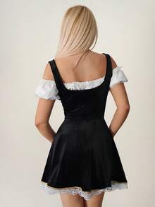 Sweetina 1 Set Shoulder Top And Spaghetti Strap Dress Suit, Suitable For Beer Festival Party, Includes Dress And Lining Shirt