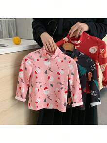 SHEIN 3pcs Young Girl Halloween Graphic Knit Stand Collar Casual T-Shirt Set - Multicolor - View 8
