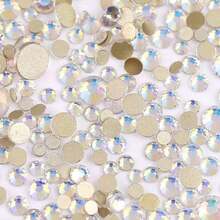 2-6 mm, 6 dimensiuni mixte, 1440 buc/pachet, auriu strălucitor, spate argintiu, spate plat, pietre decorative fără fixare termică, mărgele artistice cu diamant, strasuri, manichiură DIY, decorațiuni, brelocuri, pietre prețioase, consumabile - Dimensiuni mixte - Vizualizare 9