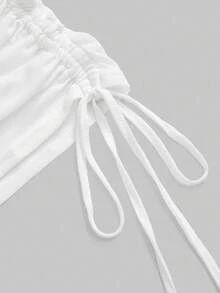 ROMWE Avant Women's Retro Y2K Baddie Romantic Punk Cross Letter Print Off Shoulder Long Sleeve Sheer T-Shirt Top - White - View 3