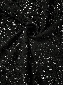 Ellevyn 女式 V 领针织弹力修身闪亮灯笼袖收腰修身黑色直筒裤，秋冬季长袖连体裤，适合万圣节 - 黑色 - 查看 12