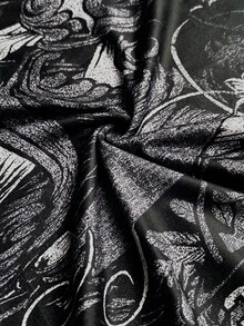 Sweetra Sunspun-D Camiseta de manga larga con estampado de letras de moda, de corte ajustado, con diseño de hombros descubiertos, vintage, audaz y vanguardista, adecuada para uso diario, estilo universitario, Halloween, para mujeres de talla grande - Negro - Ver 7