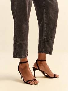 Daynim 高腰水洗妈妈版牛仔裤 - 灰色 - 查看 5