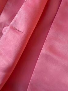 Maweii 大码女式纯色翻领长袖双排扣优雅连衣裙 - 珊瑚粉 - 查看 7