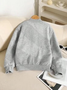 SHEIN 秋冬款青少年女童休闲纯色宽松开衫夹克