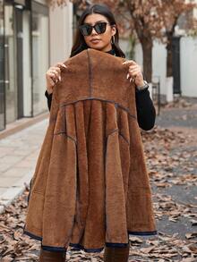 Plus Size Women Outdoor Warm Thermal Lined Zip-Up Jacket, Fall Autumn/Winter - Navy Blue - View 2