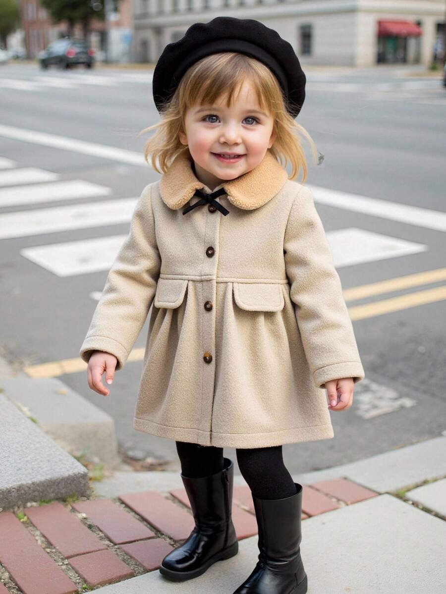 Souflis Souflis 6Months-3Years Baby Girl Coat Casual Style Fall Outfits For Girl Warmer Coat Winter - Khaki - View 1
