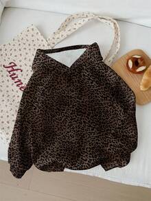 SHEIN EZwear Sudadera con capucha estampado de leopardo vintage punk gótico, adecuada para otoño/invierno, aeropuerto, ropa de calle, Y2K, ropa de exterior