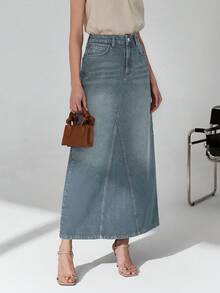 CLARA VERO 100% Cotton Low Waist Strong PP Skirt - Light Wash - View 4