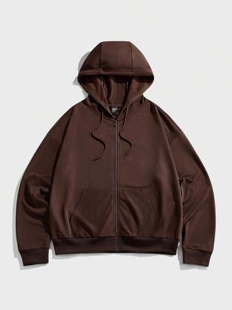 Street Life Sudadera con capucha casual de unicolor con cremallera para hombre, para el otoño