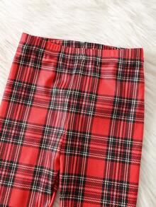 SHEIN 3 件套男婴紧身圣诞老人图案针织柔软圆领长袖上衣和红色格子松紧腰裤紧身睡衣套装，爸爸和我配套服装（单独出售） - 彩色 - 查看 6