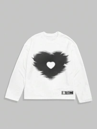 Grunge Punk Camiseta de manga larga y cuello redondo casual y versátil para hombre, otoño