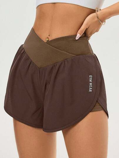 Core Rhythm Casual Versatile Asymmetrical Yoga Shorts Athletic Shorts Loose Workout Shorts Brown Workout Shorts
