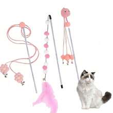 Giocattoli per gatti, palline di lana, giocattoli interattivi con fettuccia, bastoncini, palline di peluche colorate con campanellino, accessori per animali domestici