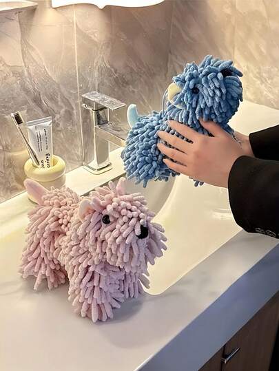 1 pieza Toalla de mano de tamaño grande, súper suave, muy absorbente, con diseño lindo de cachorro multicolor para la cocina, el baño, decoración del hogar, regalo de inauguración de casa, suministros para fiestas