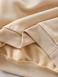 2 件 BASICS 少女休闲百搭舒适宽松圆领长袖运动衫和阔腿针织裤套装 - 杏色 - 查看 8